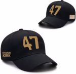 Charlie Kirk Hat Gold Embroidery USA 47