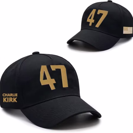 Charlie Kirk Hat Gold Embroidery USA 47